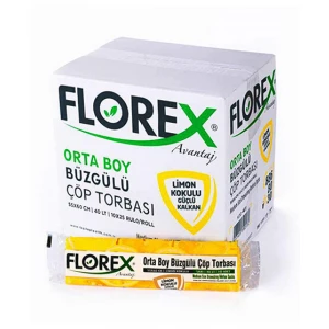 FLOREX-401 AVANTAJ ( LİMON KOKULU ) ( BÜZGÜLÜ ) ( ORTA ) ( 10PCS ) 55X60CM ÇÖP TORBA*25=K