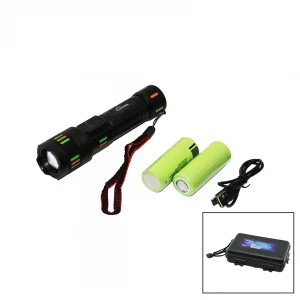 METAL GÖVDE ZOOMLU EL FENERİ - USB ŞARJLI + YEDEK PİLLİ & 3 İNCE PİLLİ & POWERBANK