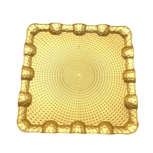 MENNUR ZYT-0178 ( KÜÇÜK KARE ) ( GOLD ) SUNUM TEPSİ PLASTİK*60