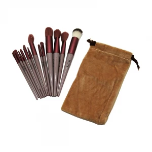 MUJGAN MJGN-112 ( 13PCS ) ( EFLATUN ) KADİFE TORBALI MAKYAJ FIRÇA SET*10X25