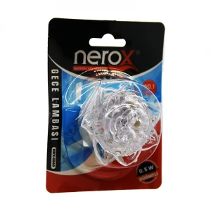 NEROX NRX-0860 ( KRİSTAL ÇİÇEK GÜLLÜ ) ANAHTARLI & DÜĞMELİ GECE LAMBASI 0.5W*10X24