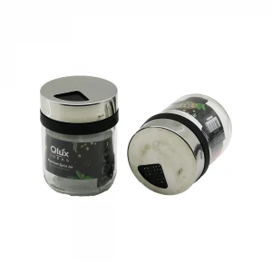 QLUX C-00342 PREMİUM ( CAM ) BAHARATLIK & TUZLUK ( KROM KAPAK ) 212CC*20=K