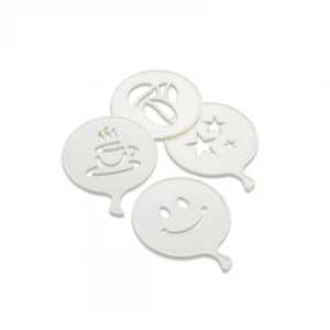 QLUX L-00166 ( 4PCS ) SÜSLEME ŞABLONU ( PLASTİK ) ( KAHVE FİNCAN & YILDIZ & GÜLEN YÜZ & PALYAÇO )*72