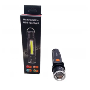 ZOOMLU USB ŞARJLI EL FENERİ METAL KASA