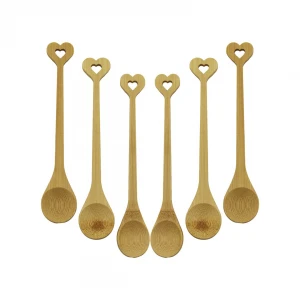 ZHU ZHİ YUAN DMR-8465 ( 6PCS & YUVARLAK & KALP FİGÜR SAPLI  ) AHŞAP BAMBU ( ÇAY KAŞIK ) SETİ*500
