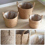 3 LÜ  SET HASIR ORGANİZER SEPET KULPLU