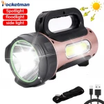 10W & SOLAR & USB ŞARJLI  2IN1 EL FENERİ RENKLİ FONKSİYONEL SMD LED