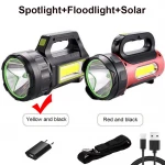 10W & SOLAR & USB ŞARJLI  2IN1 EL FENERİ RENKLİ FONKSİYONEL SMD LED
