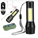USB ŞARJLI LEDLİ POLİS EL FENERİ ( PLASTİK KUTULU )