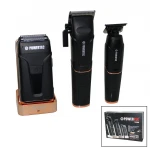 POWERTEC TR-5400-C-T-S (3LÜ SET) PROF.BERBER TRAŞ MAKİNE (SAÇ KESME & ENSE ÇİZİM & SIFIR SAKAL) (USB ŞARJLI)*12