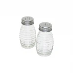 YAKUT-10378 ( CAM ) BOMBELİ TOMBUL TUZLUK & BAHARATLIK ( METAL KAPAKLI )*24X12